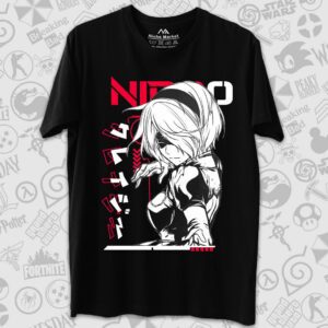 تیشرت NieR طرح 2B Red Text Side