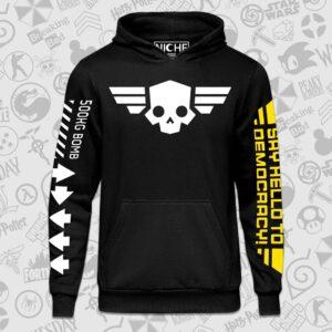 هودی مشکی Helldivers طرح Skull