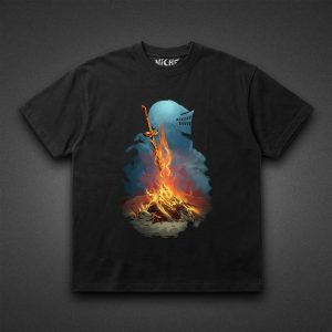 تیشرت Dark Souls طرح Knight Bonfire Silhouette