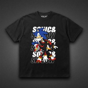 تیشرت Sonic طرح Sonic and Shadow Colored Horizontal