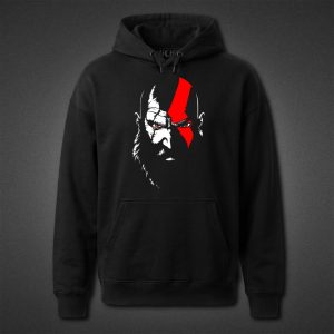 هودی مشکی God of War طرح Old Kratos Face