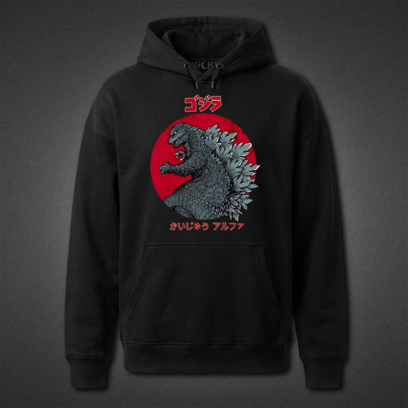 هودی مشکی Godzilla طرح Red Japanese Circle