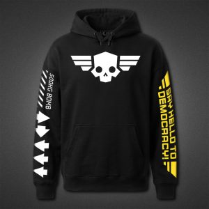 هودی مشکی Helldivers طرح Skull