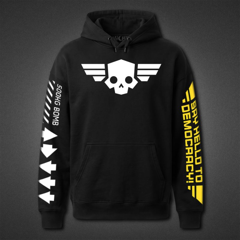 هودی مشکی Helldivers طرح Skull