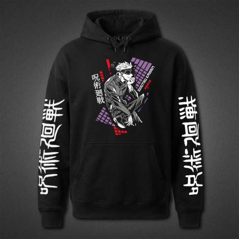 هودی مشکی Jujutsu Kaisen طرح Sitting Silhouette Gojo