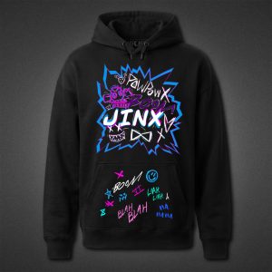 هودی مشکی League of Legends طرح Jinx Graffiti
