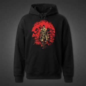 هودی مشکی Sekiro طرح The Wolf Silhouette