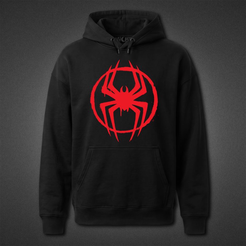 هودی مشکی Spiderman طرح Miles Morales Logo